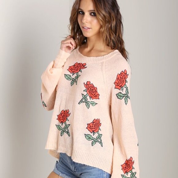 WILDFOX A Rose Is a Rose Sweater Baby, White Label, Size S, EUC - Picture 2 of 6